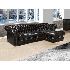 Chesterfield hoekbank BRENTON - Trendy en tijdloos design in antiek leer