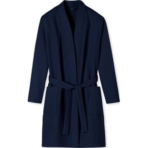 SCHIESSER Essentials badjas - dames badjas wafelpique donkerblauw - Maat: L