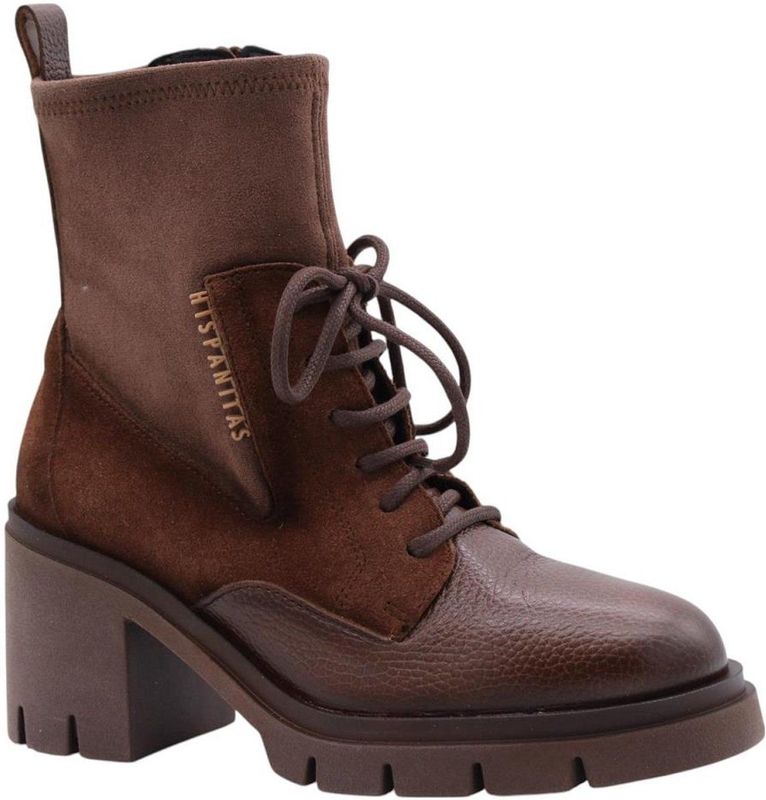 Hispanitas - HI254281 - Leren Enkellaarsjes - Bruin - Ritssluiting - Casual