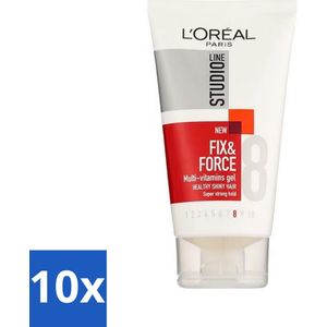 10 x L'Oréal Paris - Studio Line Essentials - Fix & Force - Gel - Super Strong - 150 ml - Fix & Force Gel - Styling Gel - Haarkleur - Haartype - Haartypen