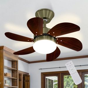 NETTLIFE Plafondventilator Met Verlichting - E27 - messing - 6 Bladen Ventilator - met Afstandsbediening - 75cm - Timing Plafondlamp - Voor Woonkamer | Slaapkamer | Keuken | Eetkamer