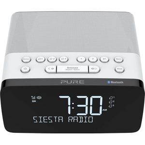 Bluetooth wekker met oplaadpad DAB/DAB+ FM Bluetooth USB wit - Draadloos mobiele telefoon oplaadstation