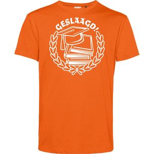 T-shirt Geslaagd | Geslaagd Cadeau | Afgestudeerd | Diploma | Oranje | maat XXL
