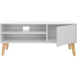 ZAZA Home lowboard in Scandinavische stijl, tv-plank, tv-tafel, tv-meubel, voor je flatscreen, gameconsoles, woonkamer, kantoor, wit
