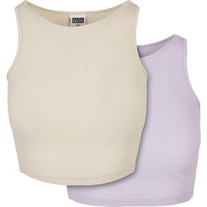 Urban Classics - Rib 2-pack Crop top - S - Beige/Paars