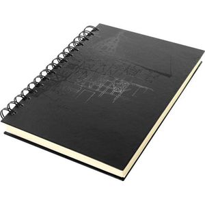 Kangaro dummyboek - A5 - zwart met design - met spiraal - 160 blanco pagina's - 140 grams crème papier - hard cover - K-5577