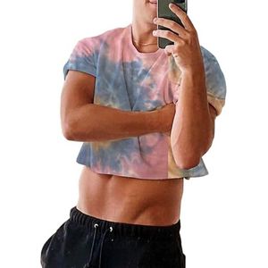 Heren T-shirt Crop Top Katoen met Ronde Hals – Korte Mouwen Voor Zomer Workout