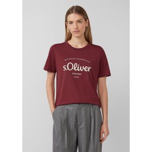 s.Oliver - Shirt - Lichtbeige / Karmijnrood - T-shirt