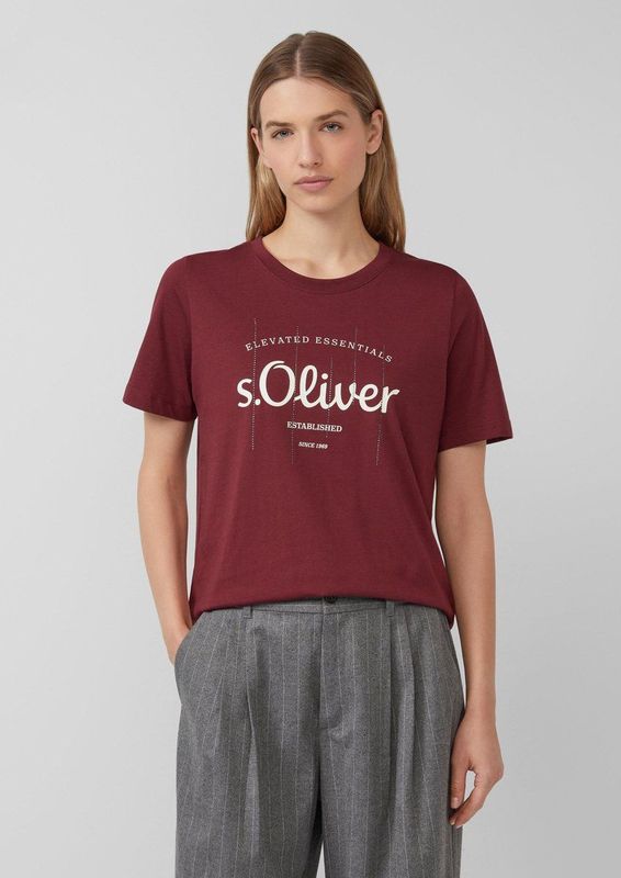 s.Oliver - Shirt - Lichtbeige / Karmijnrood - T-shirt