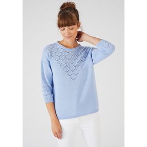 Damart - Trui van opengewerkt tricot - Dames - Blauw - S