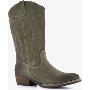 Harper suede dames cowboy western laarzen donkergroen - Maat 41 - Echt leer