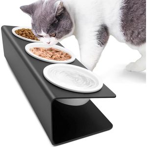 Verhoogde kattenbak - Keramische voerbak - Metalen standaard - 15° gekanteld - Voederstation voor katten - Hondenbak - Voederbak - Waterbak - Katten en kleine honden .