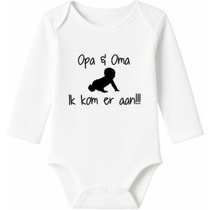 Romper Opa & Oma ik kom eraan - wit - lange mouw