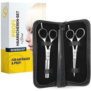 Haarschaarset voor professionele haarsnit, scherpe kappersschaar en tondeuse in etui voor heren en dames