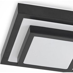 Lindby - LED plafondlamp - ijzer, aluminium, kunststof - H: 9.5 cm - mat zwart, wit