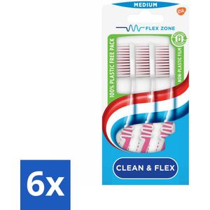 Aquafresh Tandenborstel Clean & Flex Medium 3 stuks per verpakking - Voordeelverpakking - 6 stuks