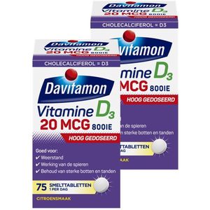 Davitamon Vitamine D3 Forte - vitamine D3 volwassenen - Smelttablet 2 x 75 stuks - BUNDEL 2 STUKS