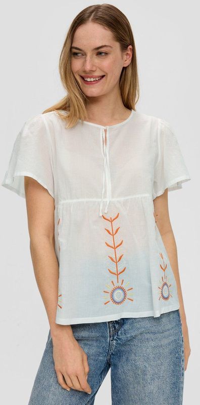 s.Oliver Blouse  ecru / blauw / neongeel / oranje