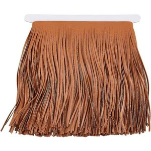 2M PU Lederen Suede Fringe Trim 0.1 ""Breedte Oranje Kwastje Lint Dubbelzijdig Lederen Naaien Kwastje Fringe Voor Diy Craft Rok Jurk Handtas Naaien