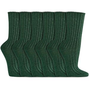 Wollen sokken | Biologisch | Plate naden | Kleur: Groen | Maat: Diverse maten | 6 paar