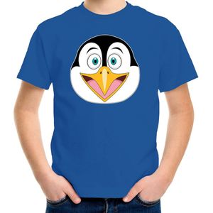 Cartoon pinguin t-shirt blauw voor jongens en meisjes - Kinderkleding / dieren t-shirts kinderen 110/116