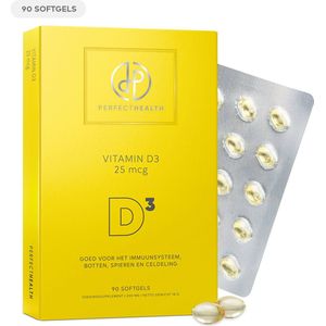 Perfect Health - Vitamine D3 25mcg - Hoge Dosering - 90 Capsules - Immuunsysteem - Vegan