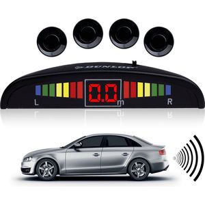 Dunlop Parkeersensoren 12V - Auto Gadget - LED-Indicatoren en Alarm 78dB - 4 Sensoren - 220 x 50 x 360 mm - Zwart