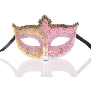 Gemaskerd bal kant masker taart helft gezicht dames dragen masker, 1 stuk, roze