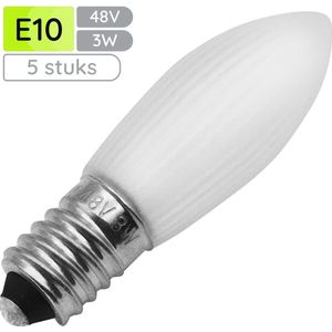 Reserve Kerstlampjes E10 - 5 stuks - Gloeilamp - 48V/3W - Warm Wit Licht - 2200K - 13 Lumen - Dimbaar - Mat