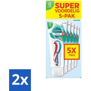 Aquafresh Tandpasta Coolmint - Fris en Beschermend - Voordeelverpakking - 5 tubes - Voordeelverpakking - 2 stuks