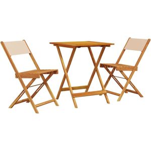 vidaXL Bistroset 3-delig - Massief hout - Beige Bistro Set - Acacia Hout - Buitendecoratie - Tuinstoelen - Tuintafels