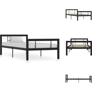 vidaXL Metalen Bedframe - Classic - Bed - Afmetingen- 212 x 97.5 x 65.5 cm - Kleur- Zwart en Wit - Materiaal- Metaal - Geschikte matras- 90 x 200 cm - Slaaphoogte- 32 cm - Inclusief lattenbodem - Montage vereist - Bed