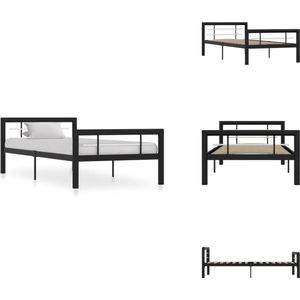 vidaXL Bedframe - Bedframes - Bed - Bedden - Bedframe metaal zwart en wit 90x200 cm