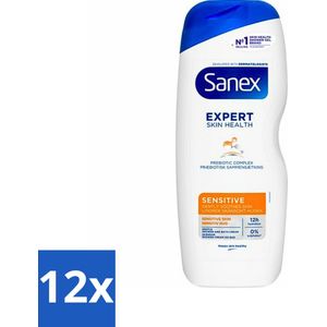 Sanex - Douchegel - Dermo Sensitive - Voor Gevoelige Huid - 600 ml - Voordeelverpakking - 12 stuks