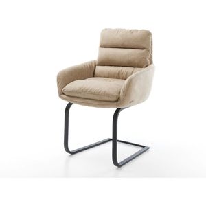Sledestoel Abelia-Flex met armleuning sledemodel vlak zwart microvelours beige vintage