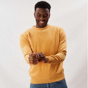 Osborne Knitwear Trui met ronde hals - Sweater heren in Lamswol - Pullover Heren - Citrus - L