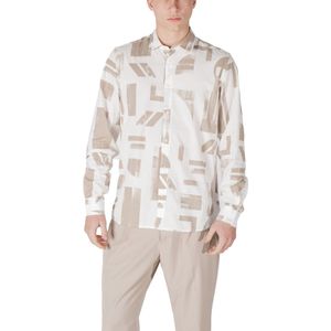 Abstract Print Long Sleeve Shirt - Beige