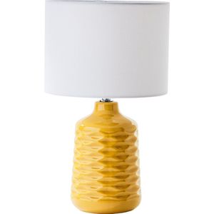 Brilliant Ilysa tafellamp 42cm wit/geel, keramiek/metaal/textiel, 1x D45, E14, 40 W