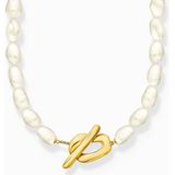 Thomas Sabo - Halsketting - Wit - Gerecycled Zilver - 45 cm - Geel Goud Verguld