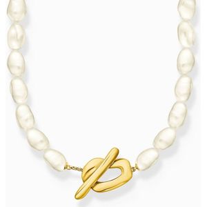 Thomas Sabo - Halsketting - Wit - Gerecycled Zilver - 45 cm - Geel Goud Verguld