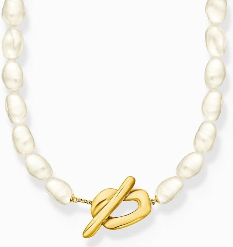 Thomas Sabo - Halsketting - Wit - Gerecycled Zilver - 45 cm - Geel Goud Verguld