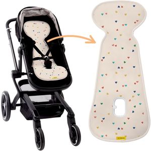 AeroMoov Air Layer – Inlegkussen Buggy – Ademend & Warmteregulerend - Universeel - Confetti Hearts