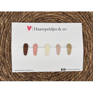 Haarspeldjes 'Lott' setje 12 - speldje met imitatieleer - 3 cm speldjes