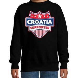 Croatia supporter schild sweater zwart voor kinderen - Kroatie landen sweater / kleding - EK / WK / Olympische spelen outfit 170/176