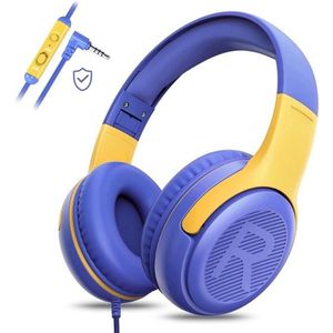 StayPowered Kinderheadset - Veilige, Comfortabele en Duurzame Hoofdtelefoon met Volumebegrenzing! - Compact Design - Hoogwaardige Geluid - HD Microfoon - Ingebouwde Volumebegrenzer - Opvouwbaar - Paars/Geel - Levering Sneller dan Aangegeven!