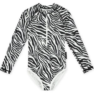 Beach & Bandits - UV-zwempak voor meisjes - Lange mouw - UPF50+ - Zebra Fish - Zwart/Wit - maat 128-134cm