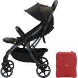 Born Lucky® Buggy Flow Compacte Buggy Makkelijk Inklapbaar Geschikt Voor Vliegtuig (Handbagage) Wandelwagen Buggy Met Verstelbare Rugleuning en Grote Boodschappenmand Inclusief Reishoes & Bekerhouder – Zwart