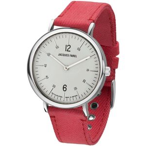 JACQUES FAREL hayfield - Horloge Duurzaam - Vegan Horloge - Analoog - Rood - Unisex - Gerecycled Staal - Verstelbaar bandje 16-21 cm - 3 Bar - ORS 8787