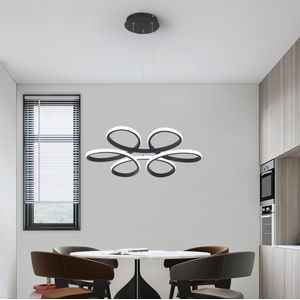 LuxiLamps - Moderne Krullen Hanglamp - Dimbaar Met Afstandsbediening - Zwart - 59 cm - Woonkamerlamp - Slaapkamerlamp - Moderne lamp - Plafonniere