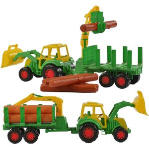 Polesie Tractor Kevin Met Aanhanger En Laadkraan Groen/geel